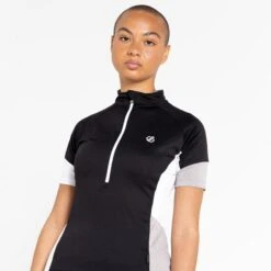 Dare 2b Compassion II Maillot De Fitness Zippé à Moitié Pour Femme - Noir -Vélo Mania compassion ii maillot de fitness zippe a moitie pour femme noir 3