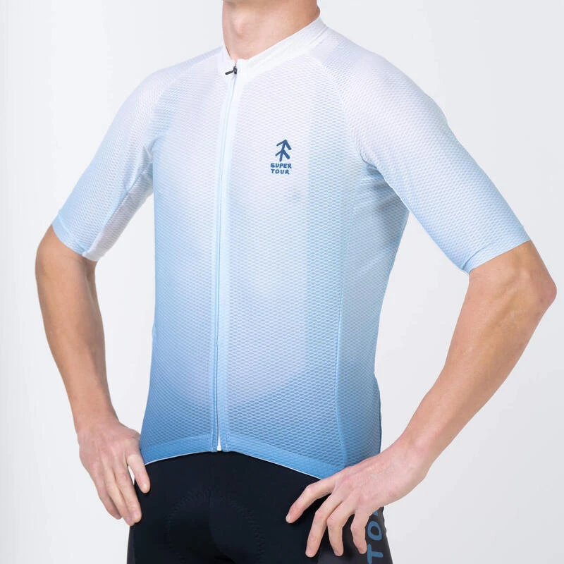 Jersey Vélo Château Blanc/Bleu Homme 4 Jersey Vélo Château Blanc/Bleu Homme – Image 2