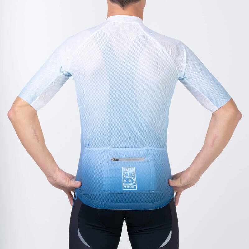 Jersey Vélo Château Blanc/Bleu Homme 5 Jersey Vélo Château Blanc/Bleu Homme – Image 3