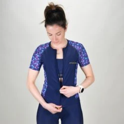 Maillot Cyclisme Femme Bleu Ecoresponsable -Vélo Mania maillot cyclisme femme bleu ecoresponsable 4