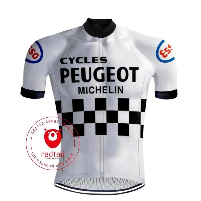 MAILLOT CYCLISME VINTAGE PEUGEOT BLANC - REDTED 3 MAILLOT CYCLISME VINTAGE PEUGEOT BLANC - REDTED