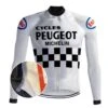 MAILLOT CYCLISME VINTAGE (POLAIRE) PEUGEOT BLANC – REDTED -Vélo Mania maillot cyclisme vintage polaire peugeot blanc redted