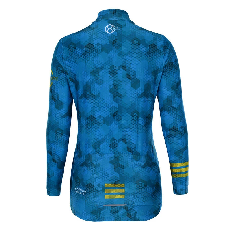 Maillot De Cyclisme Ouatiné Manches Longues Pour Femmes Bleu 8andCounting 6 Maillot De Cyclisme Ouatiné Manches Longues Pour Femmes Bleu 8andCounting – Image 4
