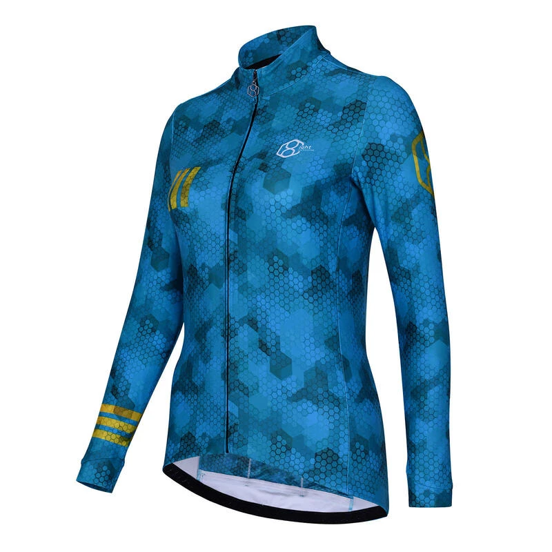 Maillot De Cyclisme Ouatiné Manches Longues Pour Femmes Bleu 8andCounting 3 Maillot De Cyclisme Ouatiné Manches Longues Pour Femmes Bleu 8andCounting