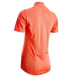 Maillot Manches Courtes Vélo 100 Femme Corail 7 Maillot Manches Courtes Vélo 100 Femme Corail -Vélo Mania maillot manches courtes velo 100 femme corail 1