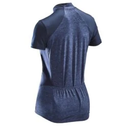 MAILLOT MANCHES COURTES VELO ROUTE FEMME TRIBAN 500 MARINE -Vélo Mania maillot manches courtes velo route femme triban 500 marine 1