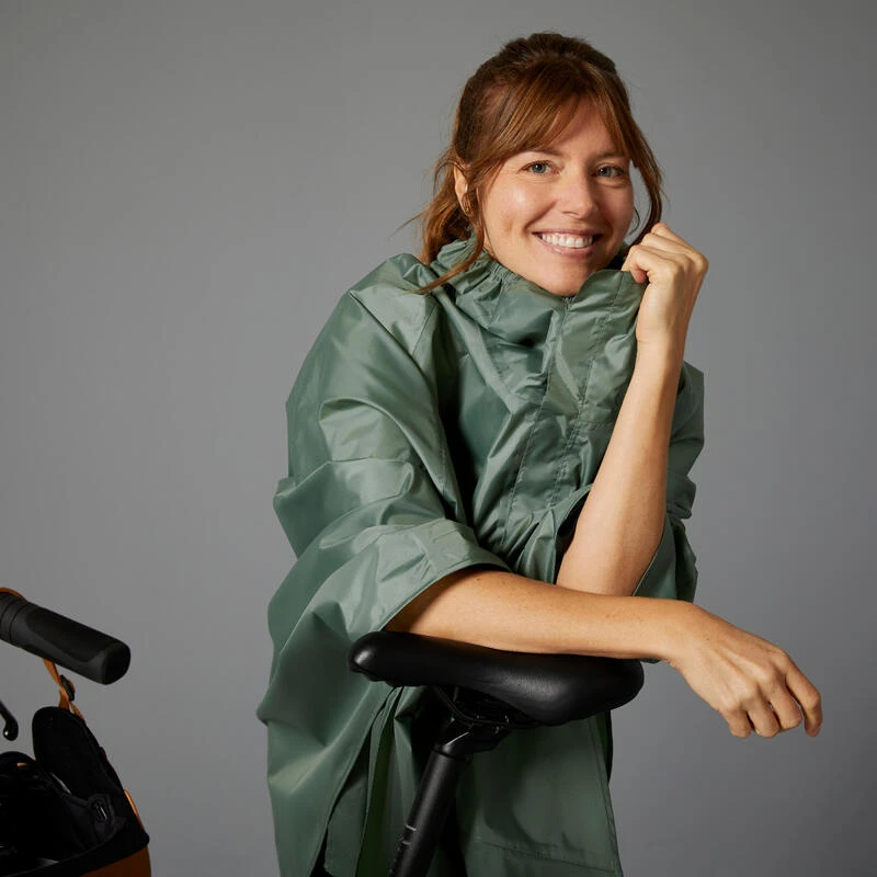 BTWIN PONCHO PLUIE VELO VILLE 100 VERT 5 BTWIN PONCHO PLUIE VELO VILLE 100 VERT – Image 3