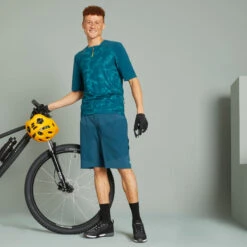 Vélo Mania -Vélo Mania short velo vtt expl 500 bleu vert homme 1